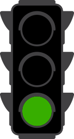 traffic light with green light lit up
